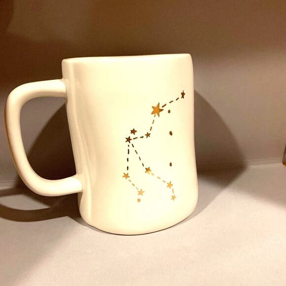 Rae Dunn AQUARIUS Zodiac Sign Mug - DOUBLE SIDED - GOLD LL lettering - ceramic - Picture 2 of 2